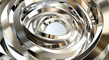 Fototapete - Reflective Spiral Abstract Design in Silver Tones