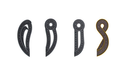 Poster - endless winding roads illustration on white background generative ai
