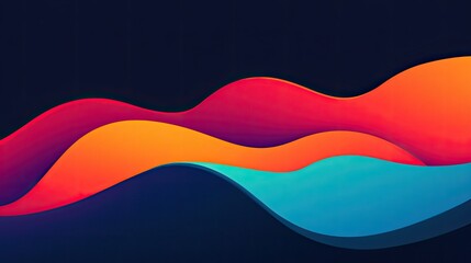 Fototapete - Colorful Wave Pattern on Dark Background
