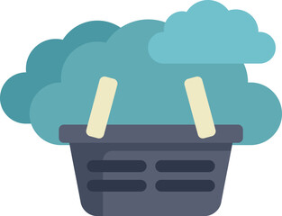 Poster - shopping basket over clouds representing online shopping and e commerce concept