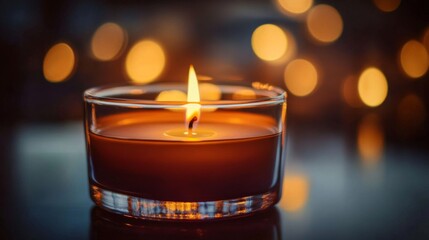 Aufkleber - Elegant Candle Flame Amidst Warm Bokeh Lights