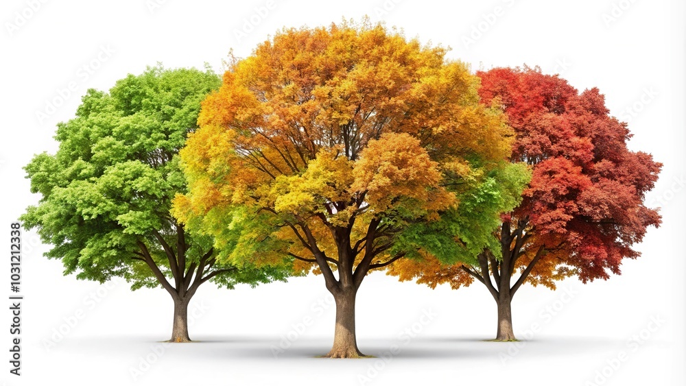 large four seasons maple tree isolated on white background Stock Photo ...