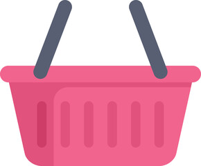 Poster - simple icon of a pink empty shopping basket, ready to be filled with groceries