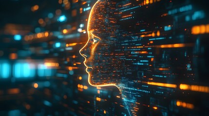 A Digital Human Face Constructed from Data and Binary Code