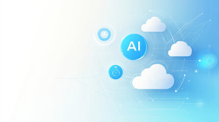 Poster - Concept of Artificial Intelligence Driven Cloud Computing. Clean and Minimalist