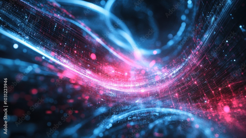 Abstract representation of quantum superposition, overlapping wave ...