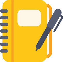 Poster - yellow notebook with a pen lying on top, perfect for note taking and writing illustrations