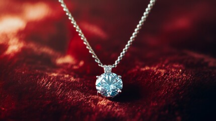 Aufkleber - Elegant Diamond Necklace on Velvet Background