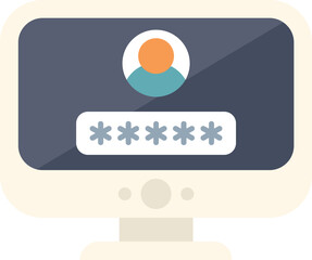 Poster - computer screen is displaying a user login form requiring a password with asterisks