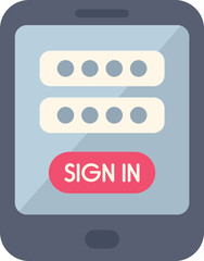 Poster - smartphone displaying a login form requiring a username and password for accessing a website or app