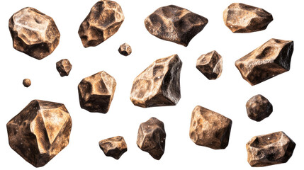 Poster - Swarms of Asteroids Captured in a Collection on a White Background Generative AI