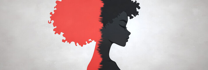 Silhouette of a woman with red hair, a striking graphic illustration.