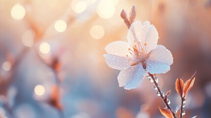 Poster - Delicate Blossom with Dewdrops in Soft Light