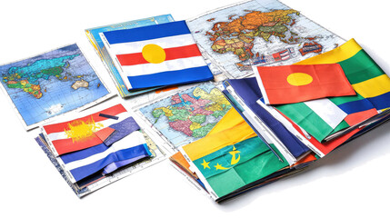 Poster - World Flags and Maps on White Background Generative AI