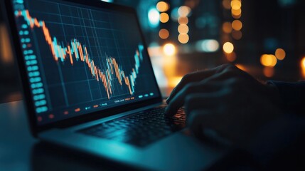 Poster - Data Analysis on Laptop Displaying Market Trends