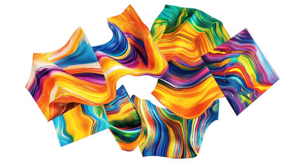 Poster - Vibrant Abstract Fluid Paintings on White Background Generative AI