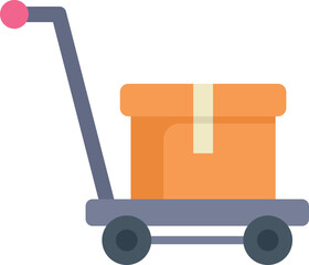 Poster - delivery service concept, hand truck transporting a cardboard box, flat vector illustration isolated