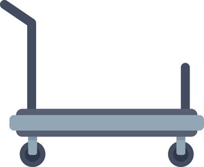 Poster - simple icon of an empty platform trolley with handle for internal logistics