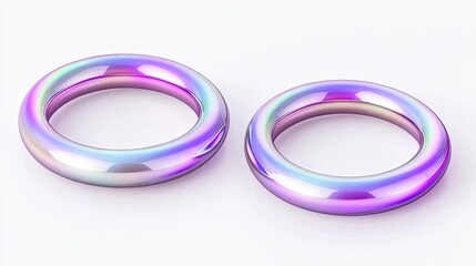 Poster - colorful abstract iridescent rings in a soft light setting generative ai