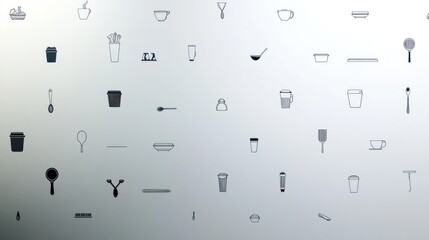 Iconic kitchen equipment with unique line display shape gives a sense of creativity to the simple design of plain background, for graphic inspiration