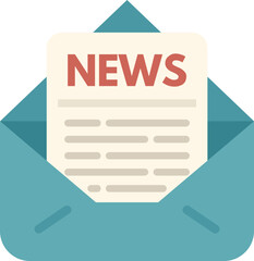 Poster - open envelope revealing a newsletter symbolizing communication and current events