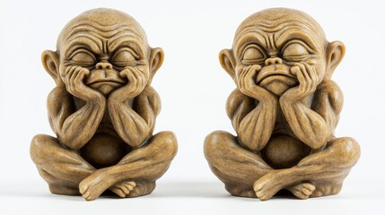 Poster - Thoughtful Humanoid Sculptures Contemplating Ideas in a Serene Setting Generative AI