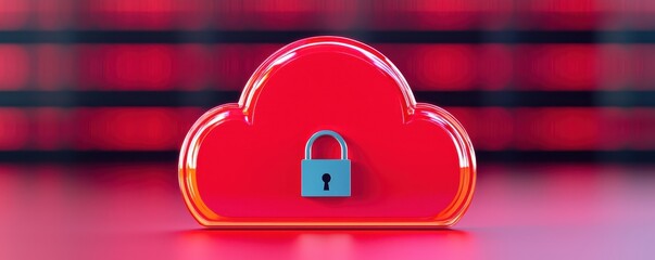 Poster - Cloud storage with padlock, user privacy in focus