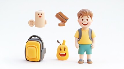 Poster - Cute Young Man With Smiling Icons and Colorful Accessories Generative AI