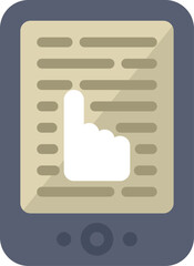 Poster - electronic book reader showcasing digital text with a prominent hand cursor icon symbolizing navigat
