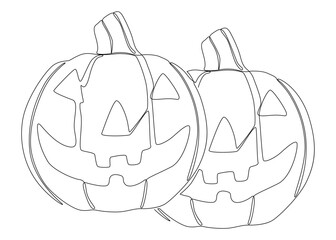 Poster - One continuous line of Halloween Pumpkin, Jack O' Lantern. Thin Line Illustration vector concept. Contour Drawing Creative ideas.