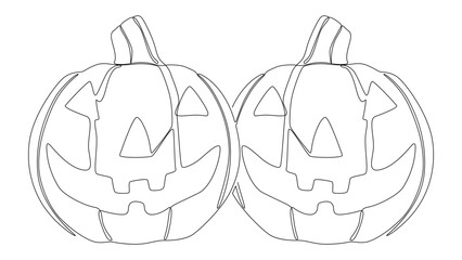 Poster - One continuous line of Halloween Pumpkin, Jack O' Lantern. Thin Line Illustration vector concept. Contour Drawing Creative ideas.