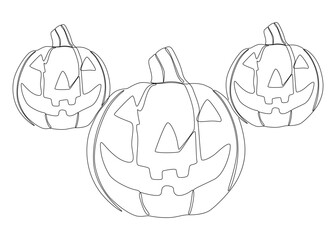 Poster - One continuous line of Halloween Pumpkin, Jack O' Lantern. Thin Line Illustration vector concept. Contour Drawing Creative ideas.