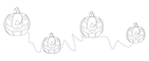 Poster - One continuous line of Halloween Pumpkin, Jack O' Lantern. Thin Line Illustration vector concept. Contour Drawing Creative ideas.