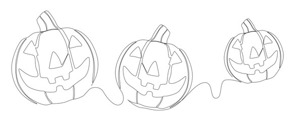 Poster - One continuous line of Halloween Pumpkin, Jack O' Lantern. Thin Line Illustration vector concept. Contour Drawing Creative ideas.
