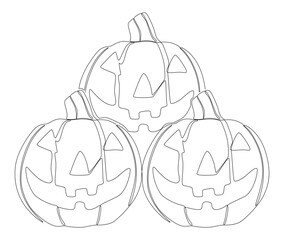Poster - One continuous line of Halloween Pumpkin, Jack O' Lantern. Thin Line Illustration vector concept. Contour Drawing Creative ideas.
