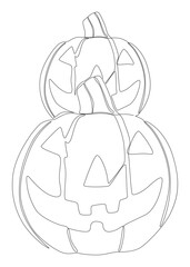 Poster - One continuous line of Halloween Pumpkin, Jack O' Lantern. Thin Line Illustration vector concept. Contour Drawing Creative ideas.