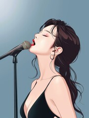 Canvas Print - Experience the allure of a stunning singer, showcased in a captivating halfbody pose, radiating charm and grace.