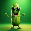 © JJAVA - Cute Cartoon Pickle Food Character Wearing Sunglasses