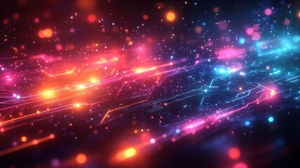 Poster - Abstract digital art featuring vibrant lights and patterns.
