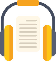 Poster - concept of audiobook, audio course, listening skills or online education with headphones and paper d