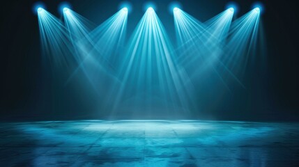 Wall Mural - a captivating empty stage scene with bright spotlights ready for a highenergy show, waiting for a bi