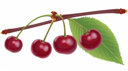 Sticker - This artwork beautifully captures a cherry, showcasing its vibrant colors against a minimalist backdrop.