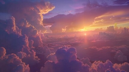 Wall Mural - serene sunset over colorful cloudscape