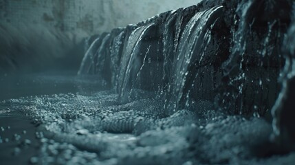 Poster - Flowing Water Over Stone in Dim Environment