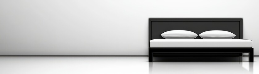 Poster - Minimalist Double Bed in Anime Style Interior