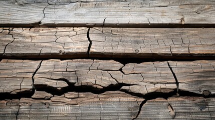 Wall Mural - Cracked Weathered Wooden Planks with Rustic Texture