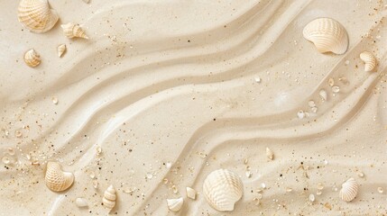 Canvas Print - Sandy Beach with Shells and Gentle Waves