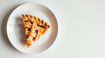 Delicious Slice of Apple Pie on a White Plate