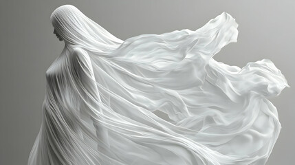 Canvas Print - Ethereal figure draped in flowing white fabric, suggesting movement.