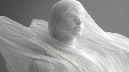 Poster - Ethereal figure draped in flowing fabric, conveying serenity.